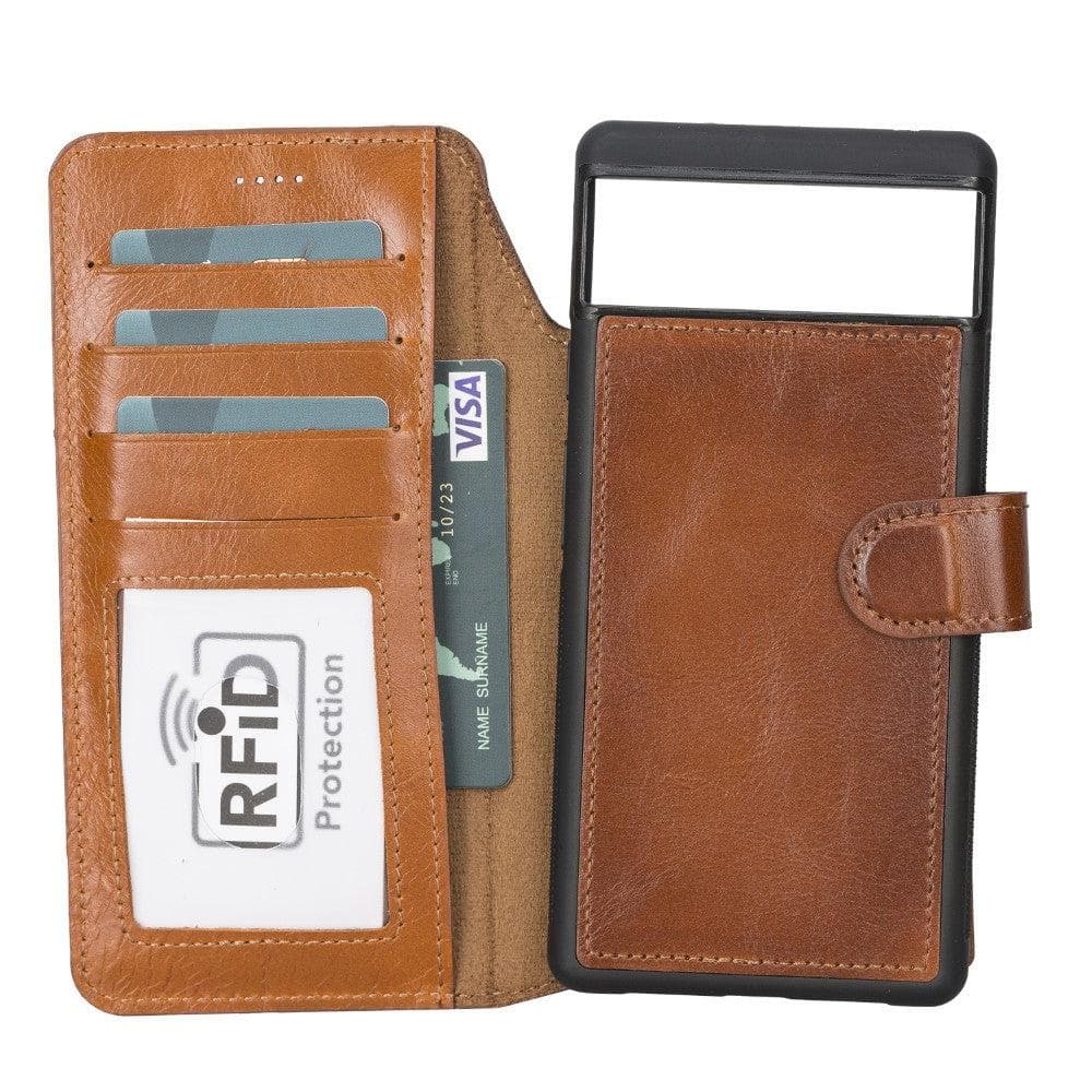 Magic Google Pixel 6 Detachable Leather Wallet Case - TORONATA - color_ Tan