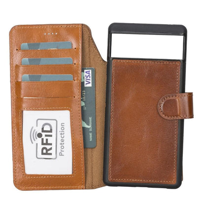 Magic Google Pixel 6 Detachable Leather Wallet Case - TORONATA - color_ Tan