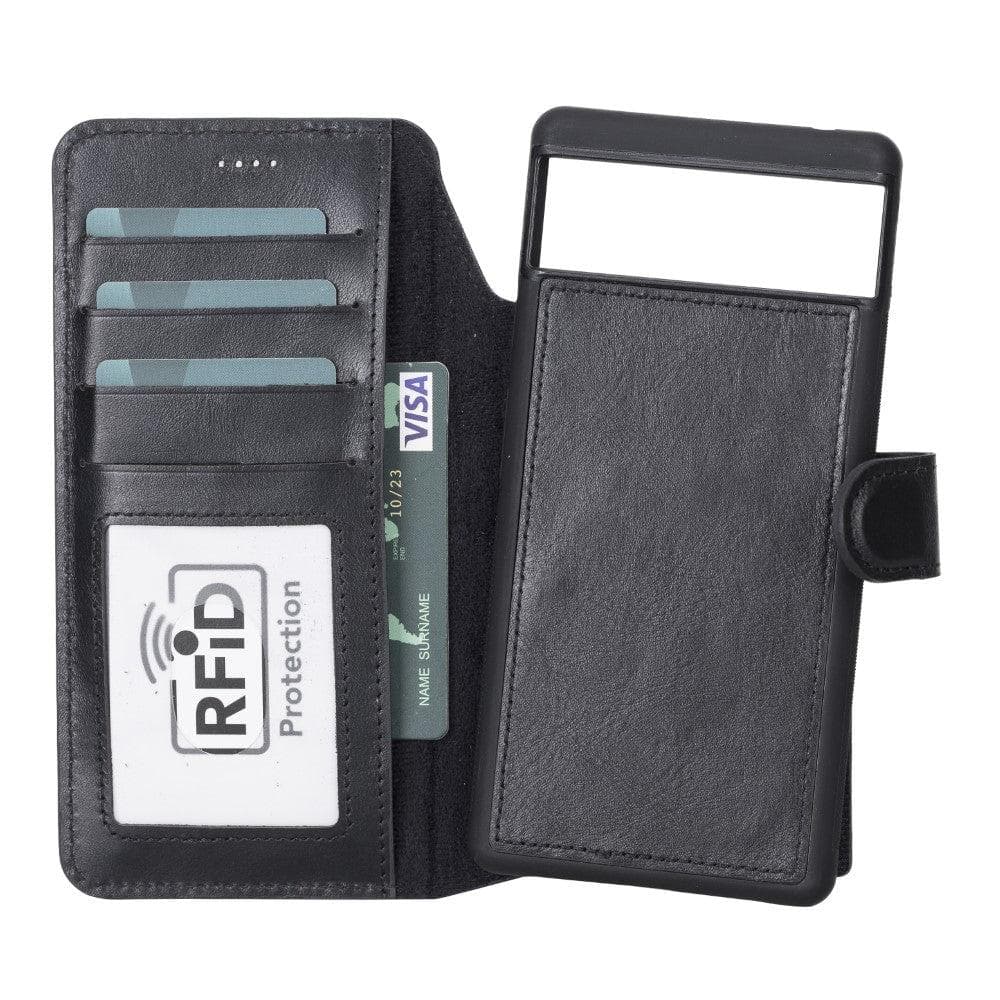 Magic Google Pixel 6 Detachable Leather Wallet Case - TORONATA - color_ Black