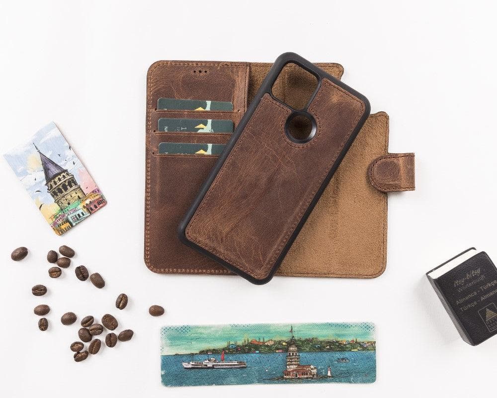 Magic Google Pixel 5 Detachable Leather Wallet Case - TORONATA - color_ Saddle Brown