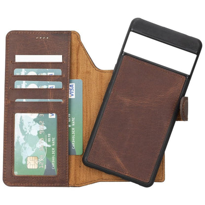 Magic Google Pixel 7 Pro Detachable Leather Wallet Case - TORONATA - color_ Saddle Brown