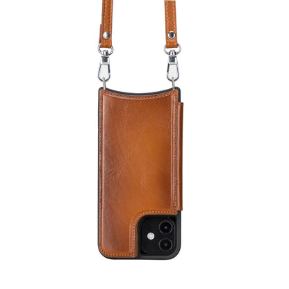 Saff iPhone 12 Series Leather Case with Shoulder Strap - TORONATA - color_ I Phone 12 Pro 6.1' Tan