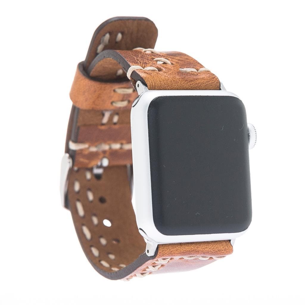 Aqua Apple Watch Leather Band - TORONATA - color_ Tan