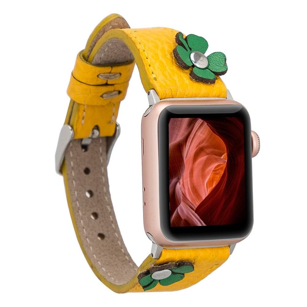 Flower Slim Leather Apple Watch Band - TORONATA - color_ Yellow