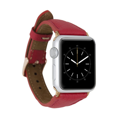 Slim Leather Apple Watch Band - TORONATA - color_ Crimson