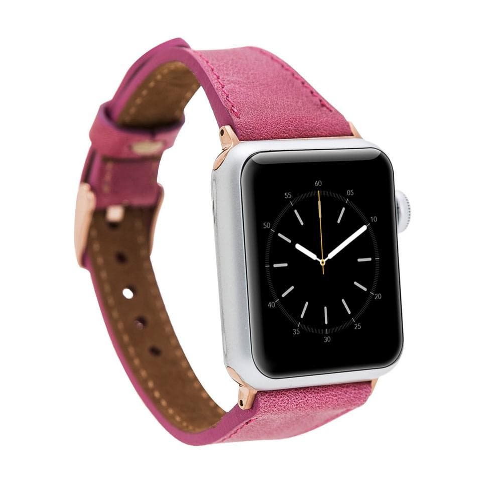 Slim Leather Apple Watch Band - TORONATA - color_ Ruby Red