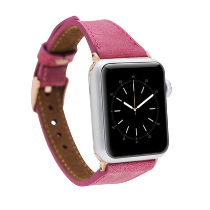 Slim Leather Apple Watch Band - TORONATA - color_ Ruby Red