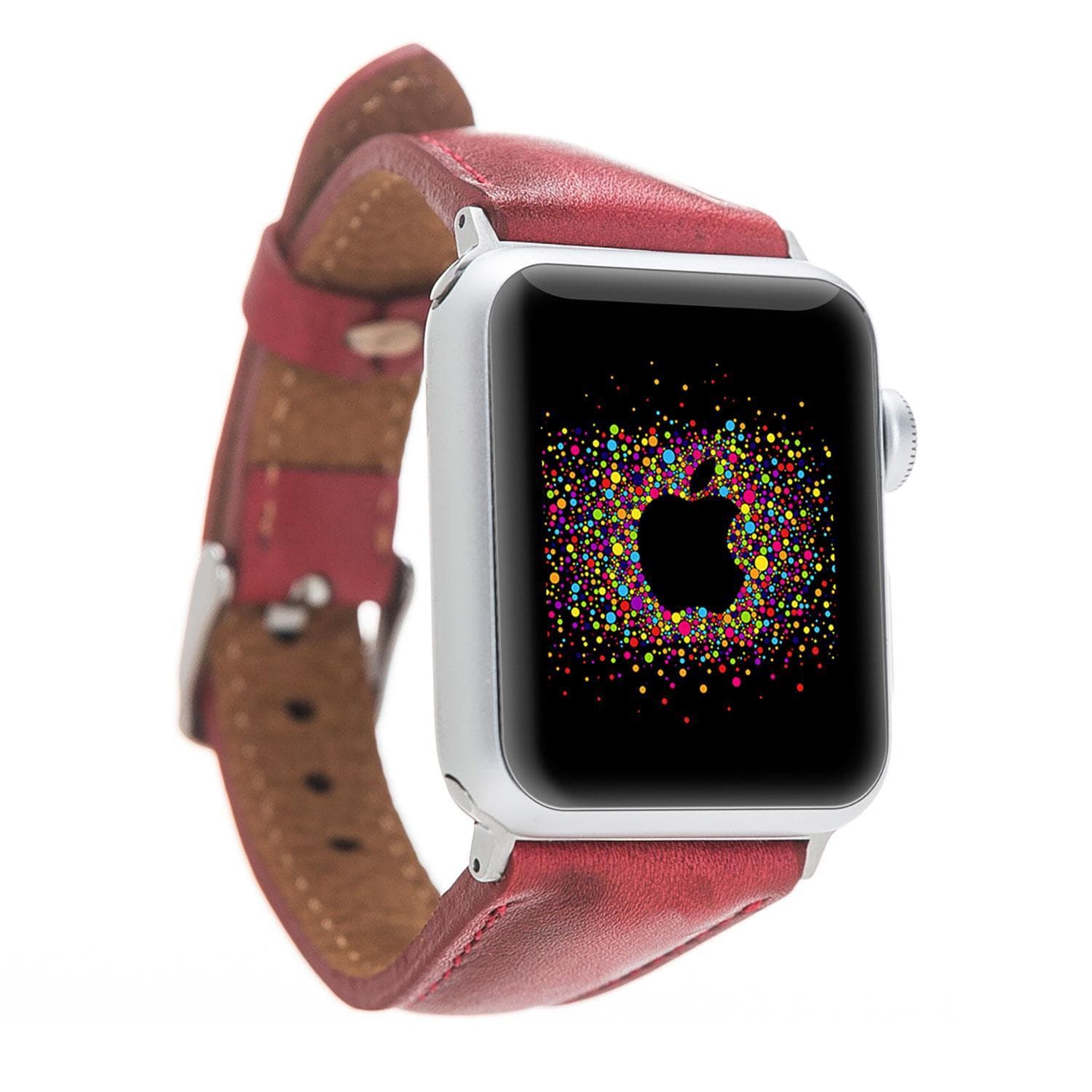 Slim Leather Apple Watch Band - TORONATA - color_ Red