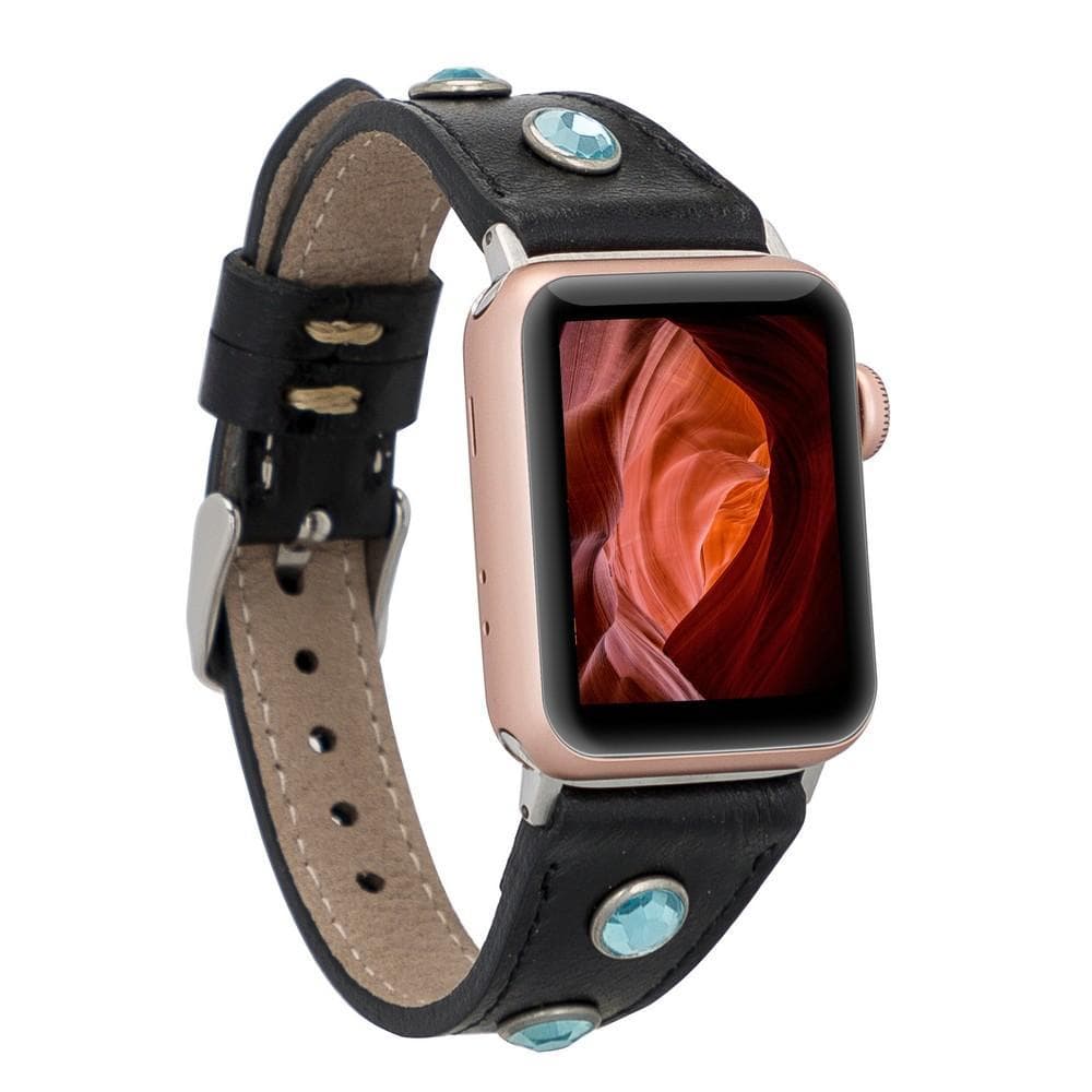 Slim Leather Apple Watch Band - TORONATA - color_ Black Stone