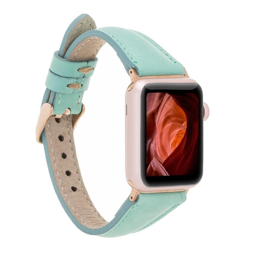 Slim Leather Apple Watch Band - TORONATA - color_ Medium Aquamarine