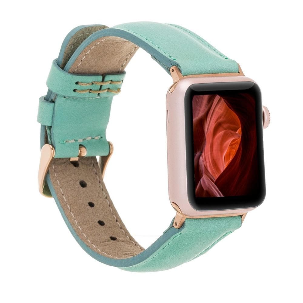 Classic Leather Apple Watch Band - TORONATA - color_ Medium Aquamarine 40 41 42mm