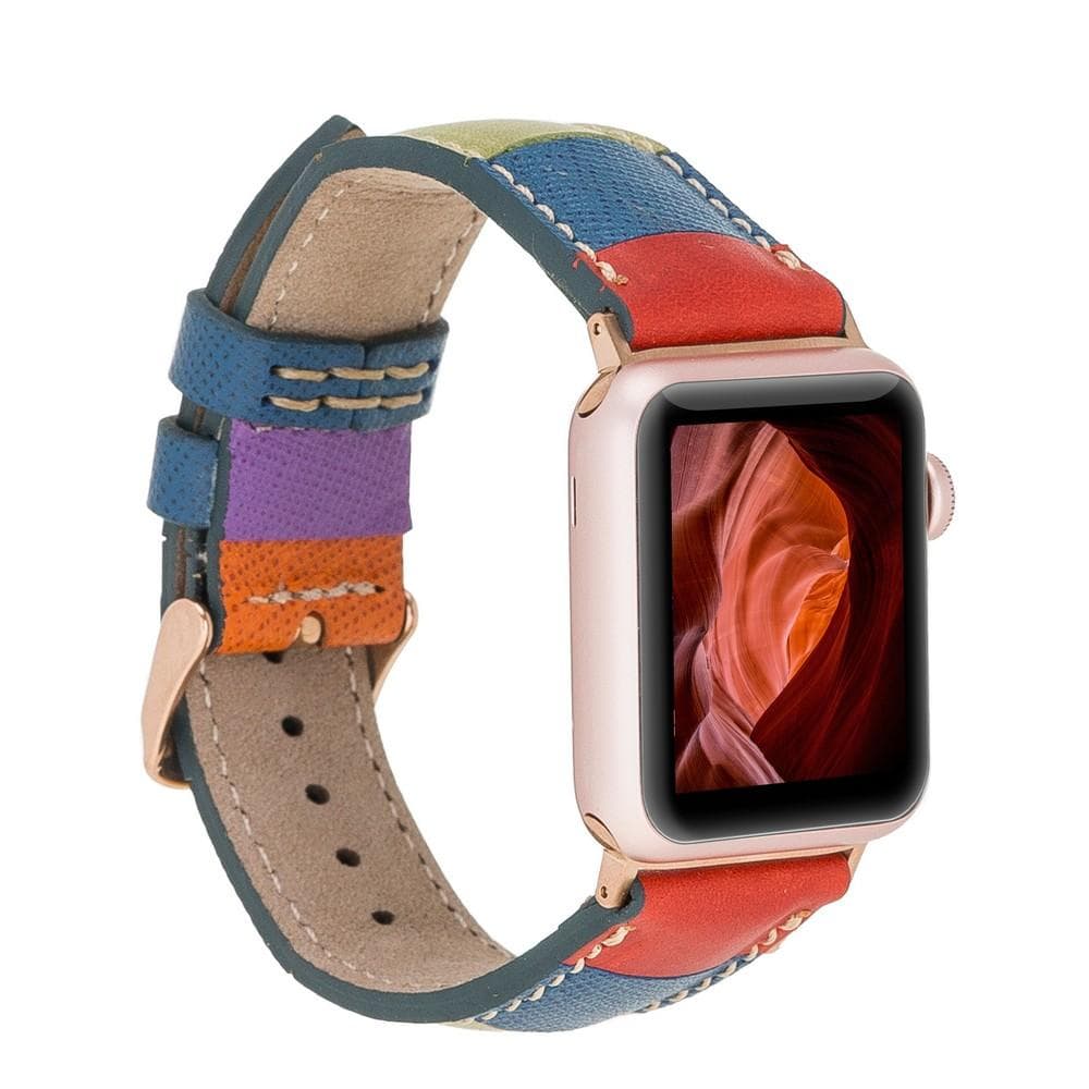 Classic Leather Apple Watch Band - TORONATA - color_ Rainbow 40 41 42mm