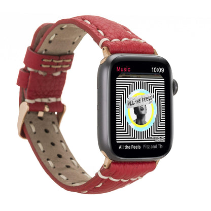 Classic Leather Apple Watch Band - TORONATA - color_ Crimson Shadow 40 41 42mm
