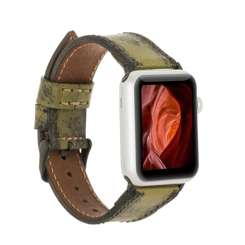 Classic Leather Apple Watch Band - TORONATA - color_ Olive 40 41 42mm