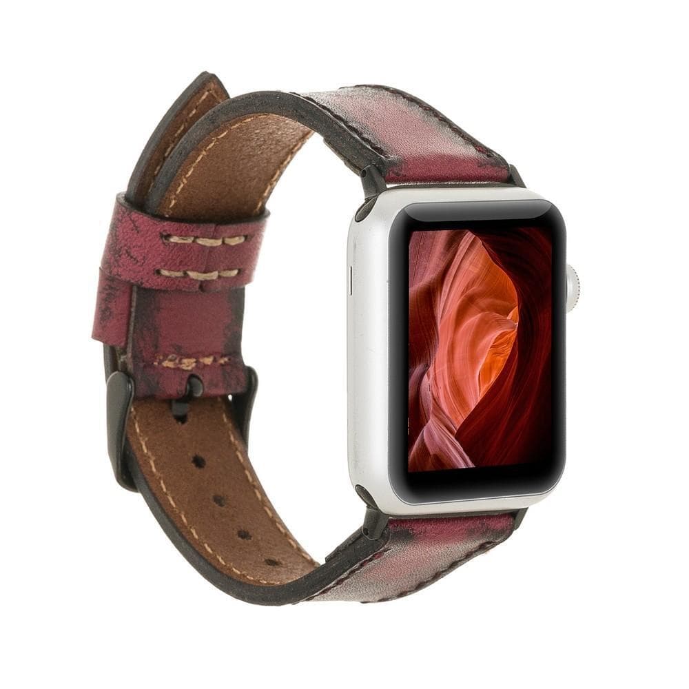 Classic Leather Apple Watch Band - TORONATA - color_ Ruby Red 40 41 42mm