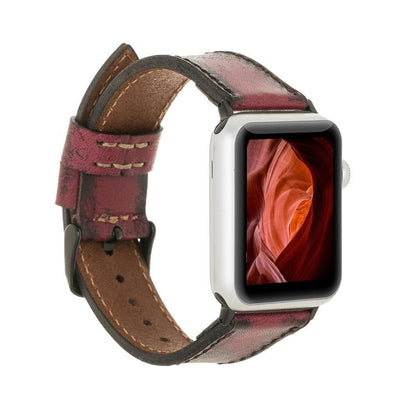 Classic Leather Apple Watch Band - TORONATA - color_ Ruby Red 40 41 42mm