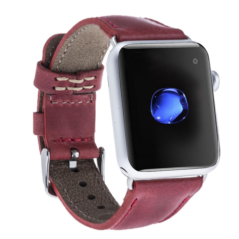Classic Leather Apple Watch Band - TORONATA - color_ Dark Red