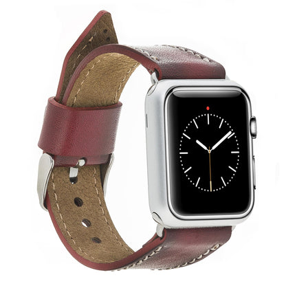 Classic Leather Apple Watch Band - TORONATA - color_ Dark Crimson 40 41 42mm