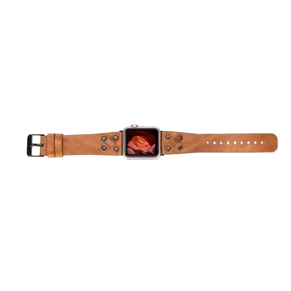 Cross Leather Apple Watch Band with Black Trok - TORONATA - color_