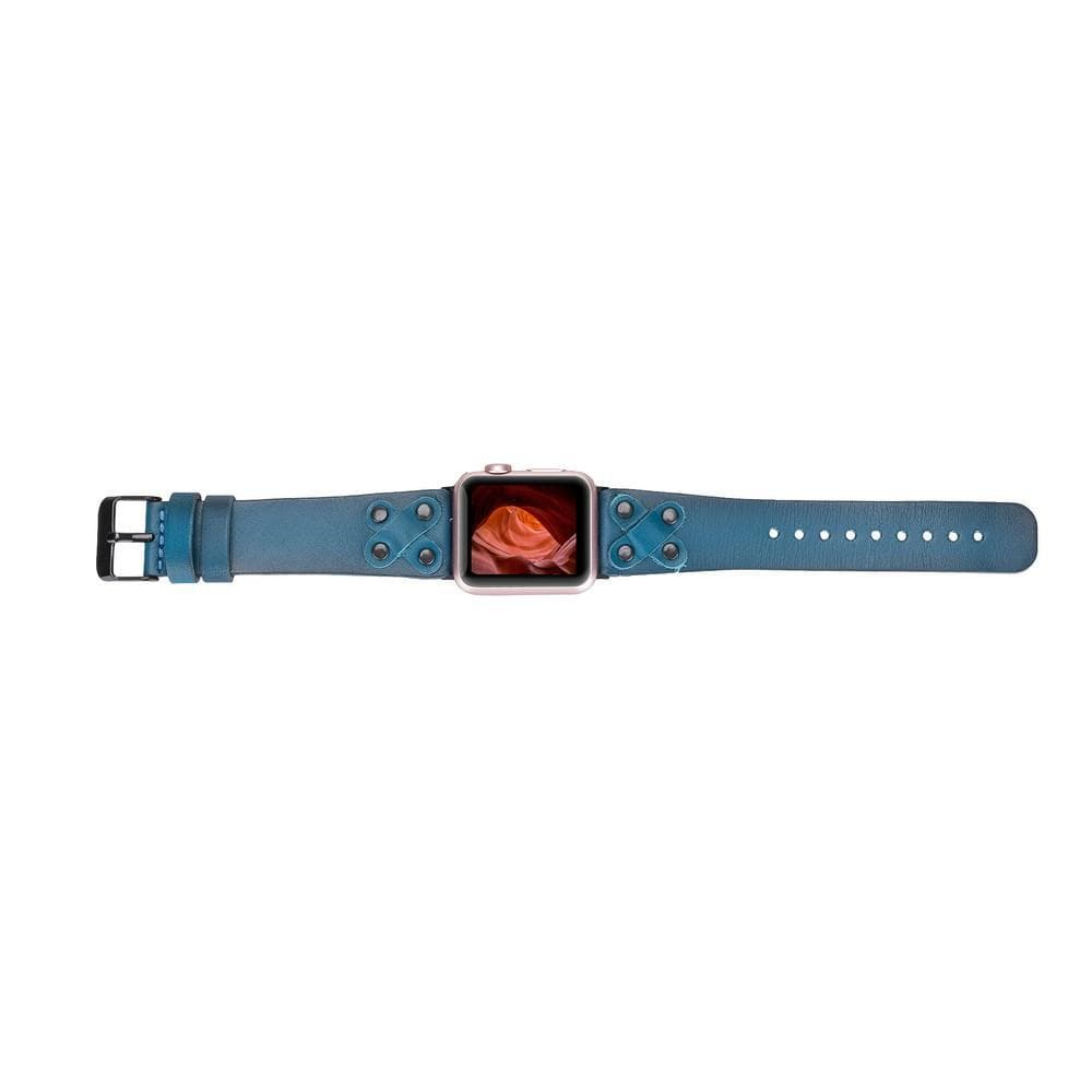Cross Leather Apple Watch Band with Black Trok - TORONATA - color_