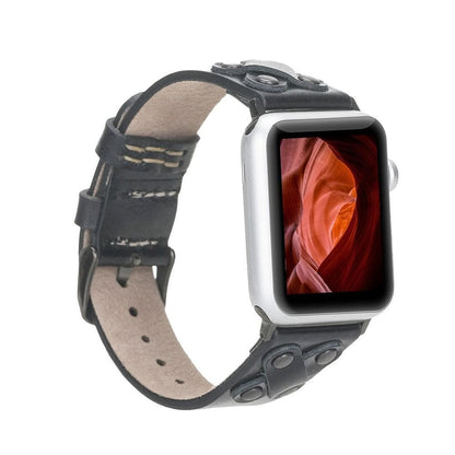 Cross Leather Apple Watch Band with Black Trok - TORONATA - color_ Black