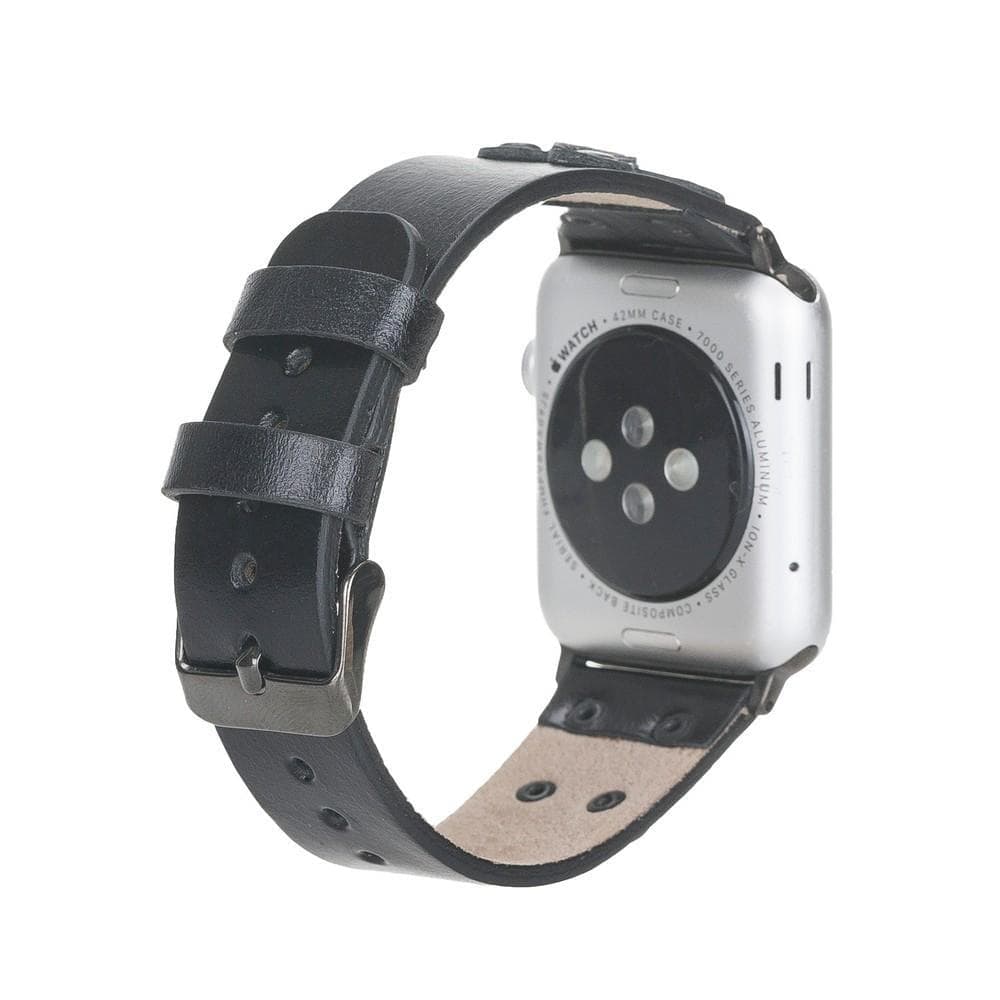 Cross Leather Apple Watch Band with Black Trok - TORONATA - color_