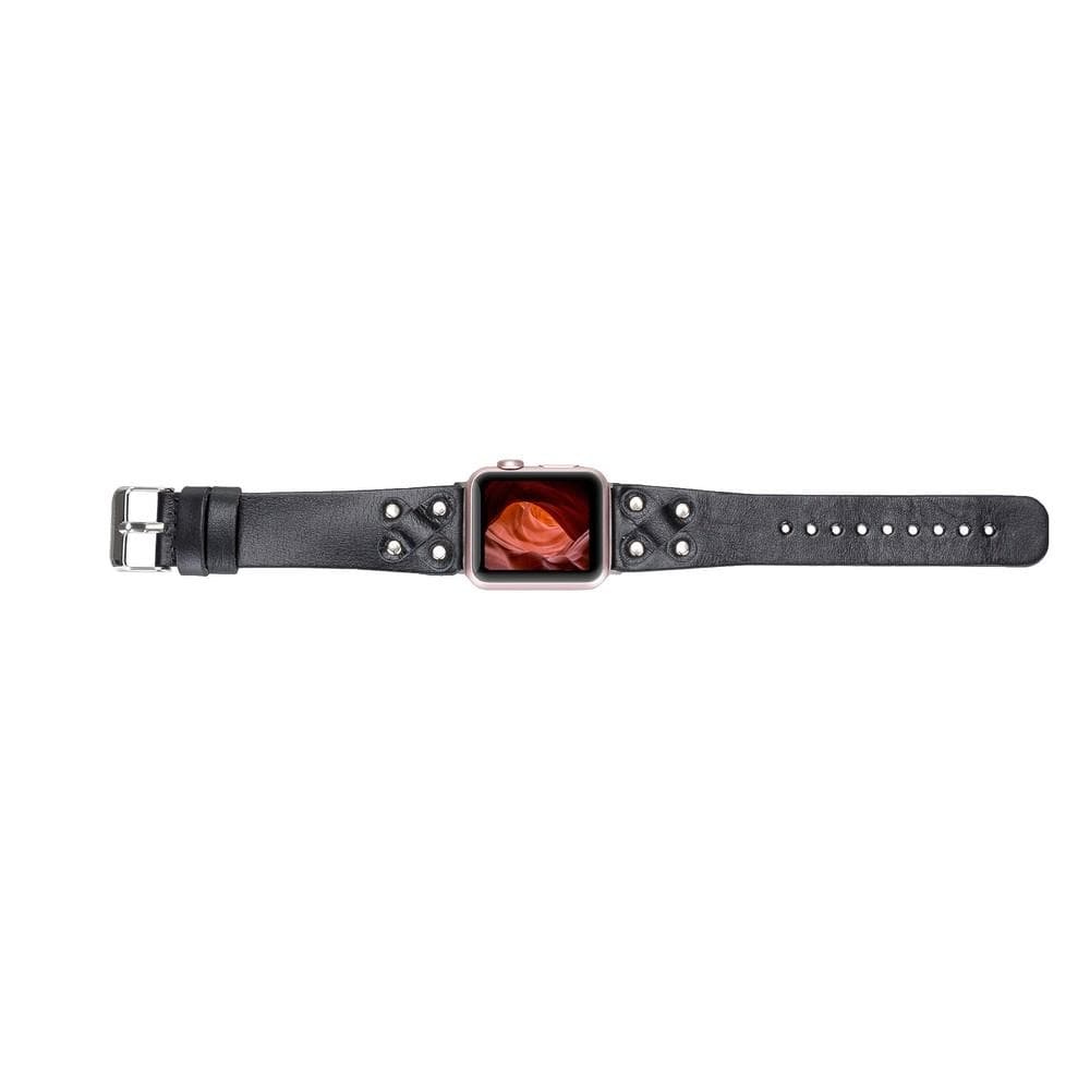 Cross Leather Apple Watch Band with Silver Trok - TORONATA - color_