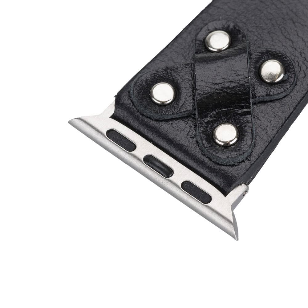 Cross Leather Apple Watch Band with Silver Trok - TORONATA - color_