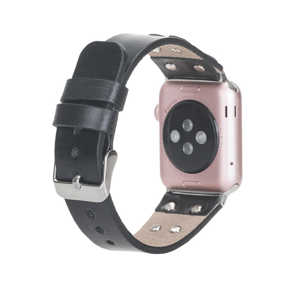 Cross Leather Apple Watch Band with Silver Trok - TORONATA - color_