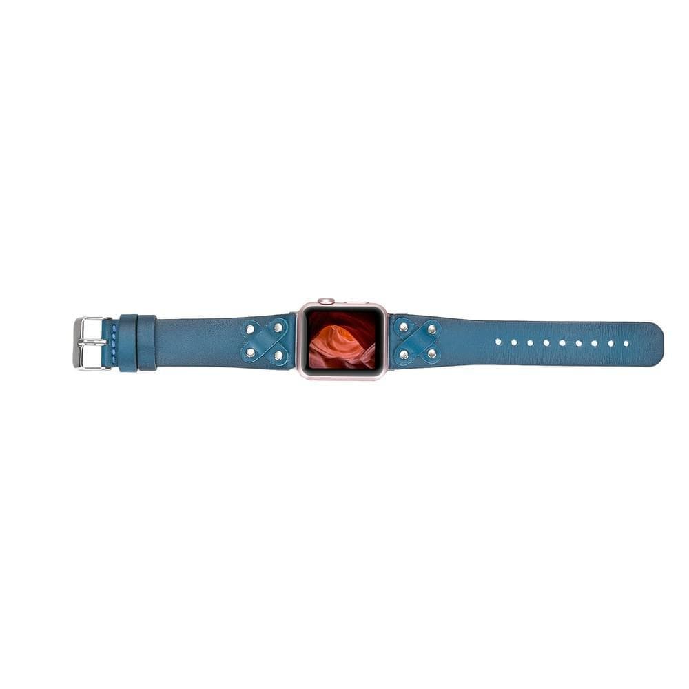 Cross Leather Apple Watch Band with Silver Trok - TORONATA - color_