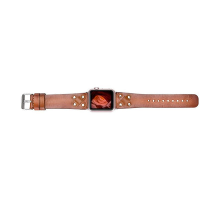 Cross Leather Apple Watch Band with Silver Trok - TORONATA - color_