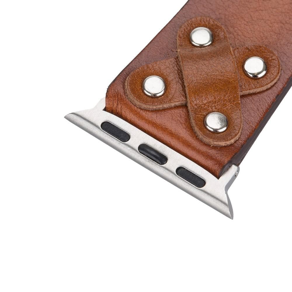 Cross Leather Apple Watch Band with Silver Trok - TORONATA - color_