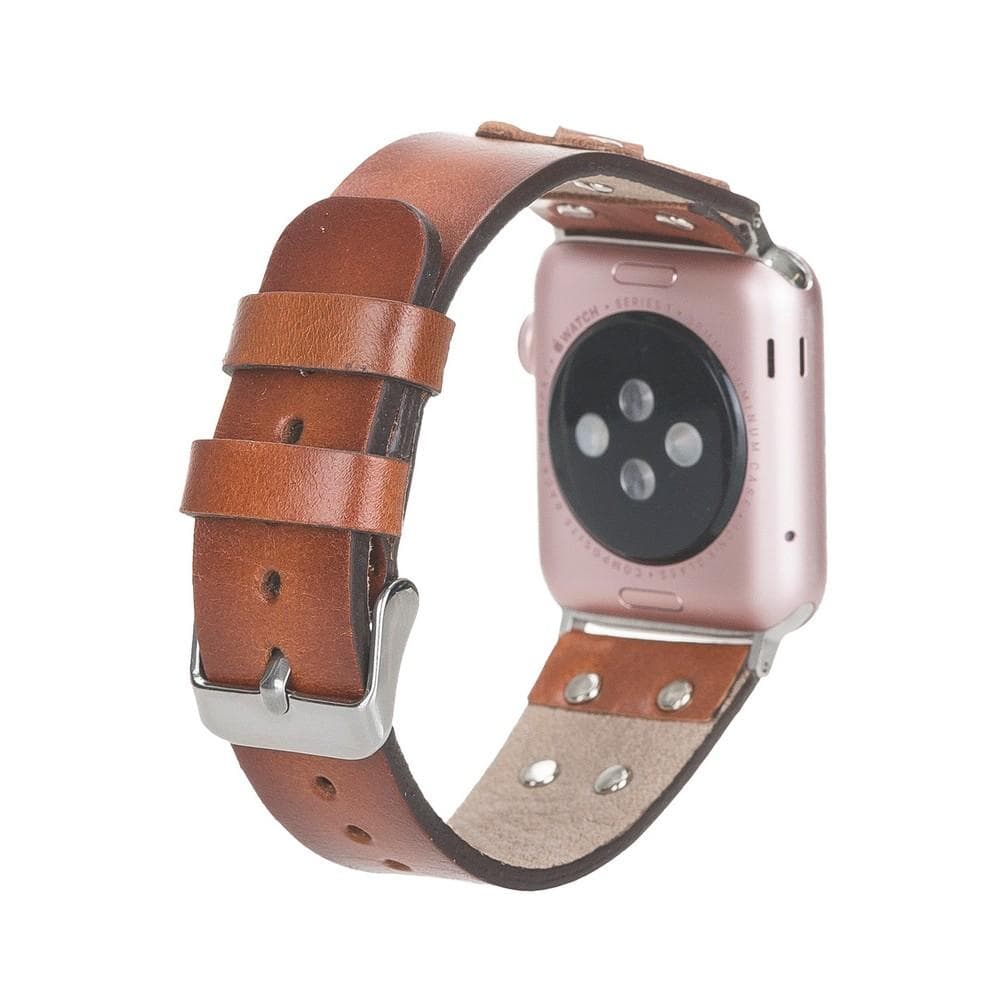 Cross Leather Apple Watch Band with Silver Trok - TORONATA - color_