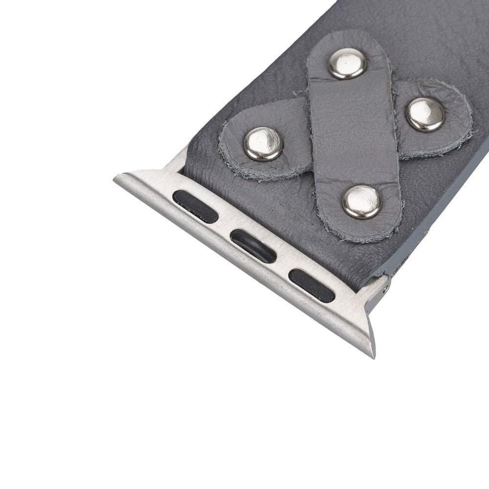 Cross Leather Apple Watch Band with Silver Trok - TORONATA - color_