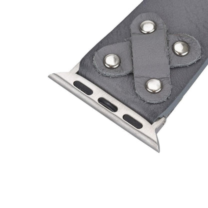 Cross Leather Apple Watch Band with Silver Trok - TORONATA - color_