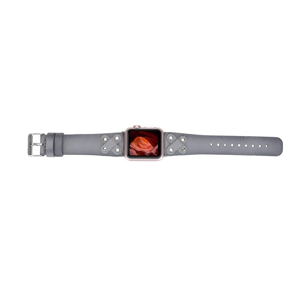 Cross Leather Apple Watch Band with Silver Trok - TORONATA - color_