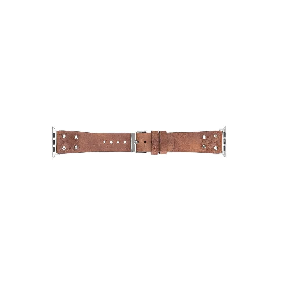 Cross Leather Apple Watch Band with Silver Trok - TORONATA - color_