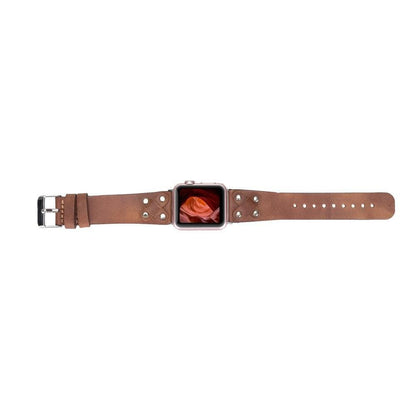 Cross Leather Apple Watch Band with Silver Trok - TORONATA - color_