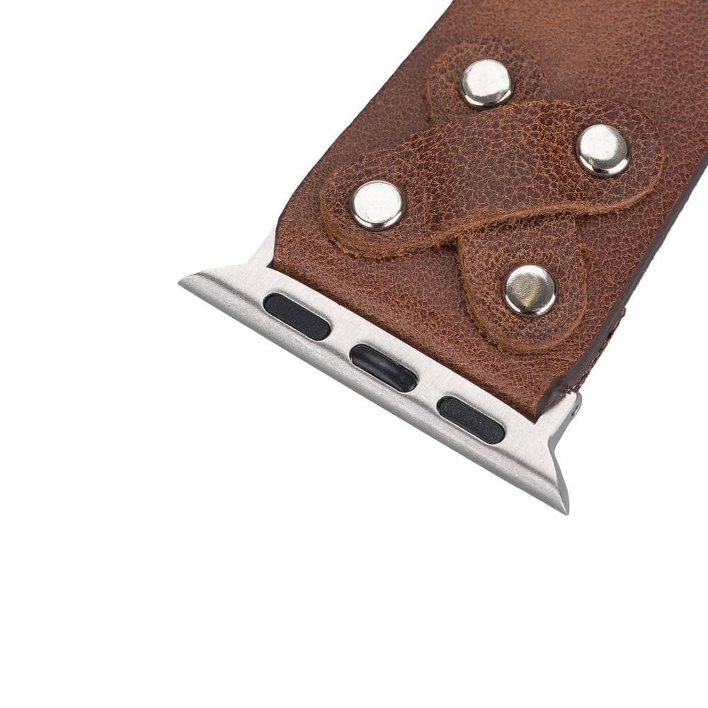 Cross Leather Apple Watch Band with Silver Trok - TORONATA - color_