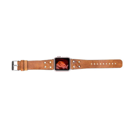 Cross Leather Apple Watch Band with Silver Trok - TORONATA - color_