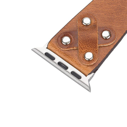 Cross Leather Apple Watch Band with Silver Trok - TORONATA - color_