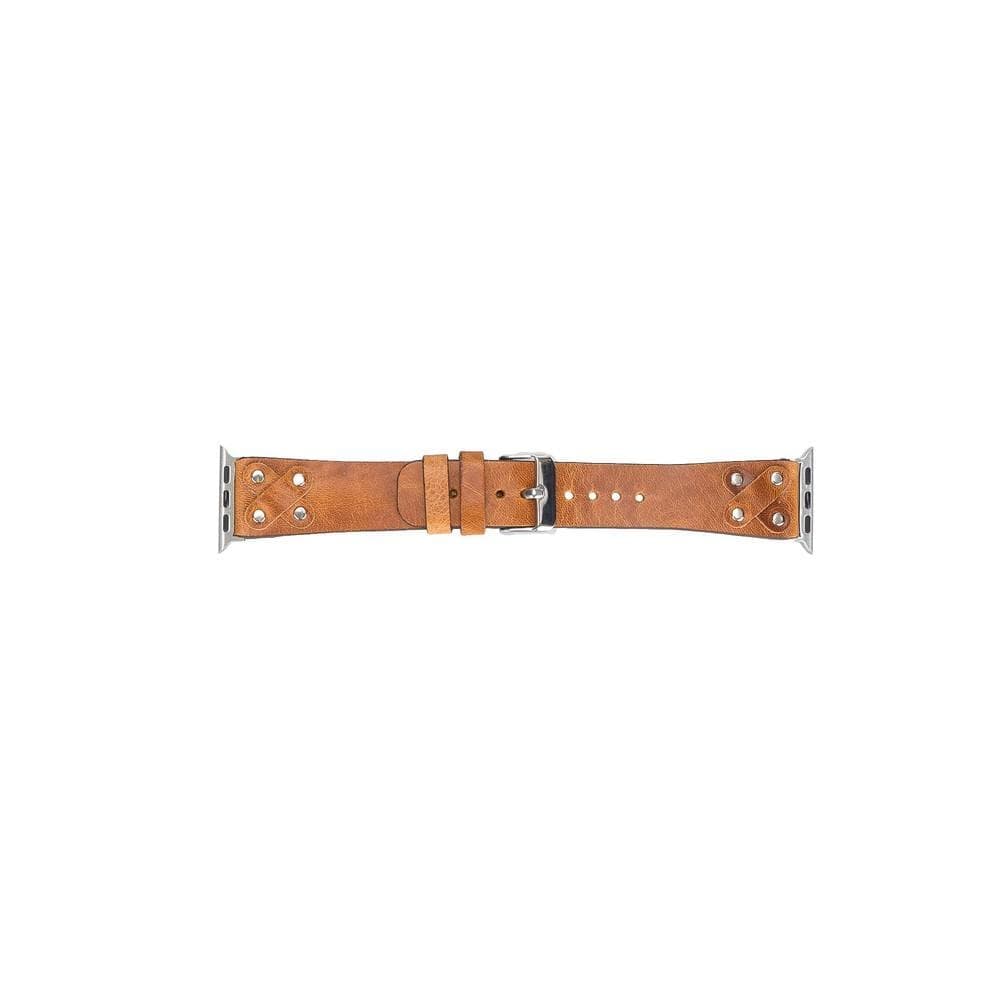 Cross Leather Apple Watch Band with Silver Trok - TORONATA - color_