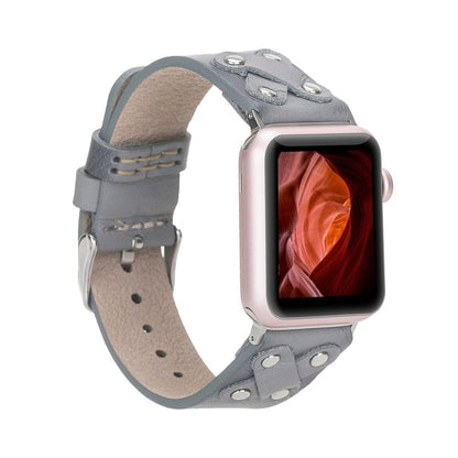 Cross Leather Apple Watch Band with Silver Trok - TORONATA - color_ Gray