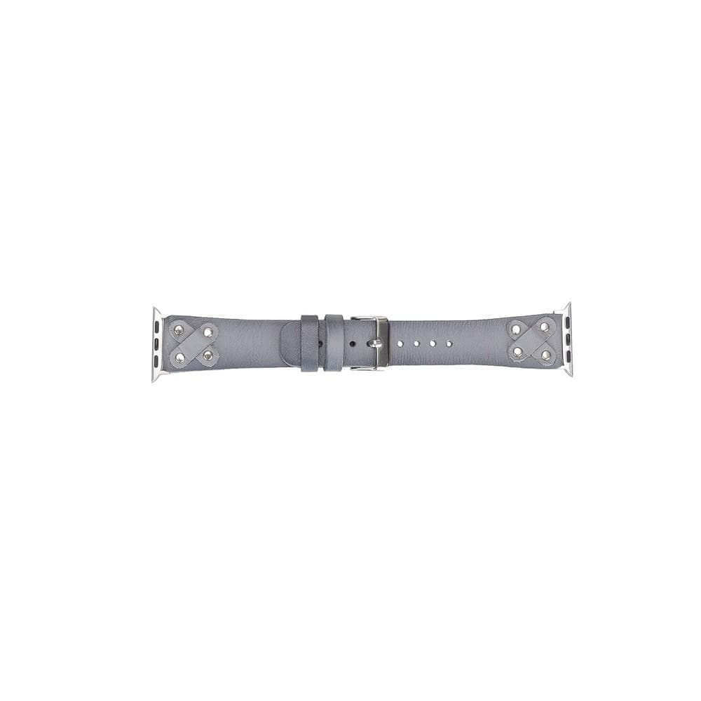 Cross Leather Apple Watch Band with Silver Trok - TORONATA - color_