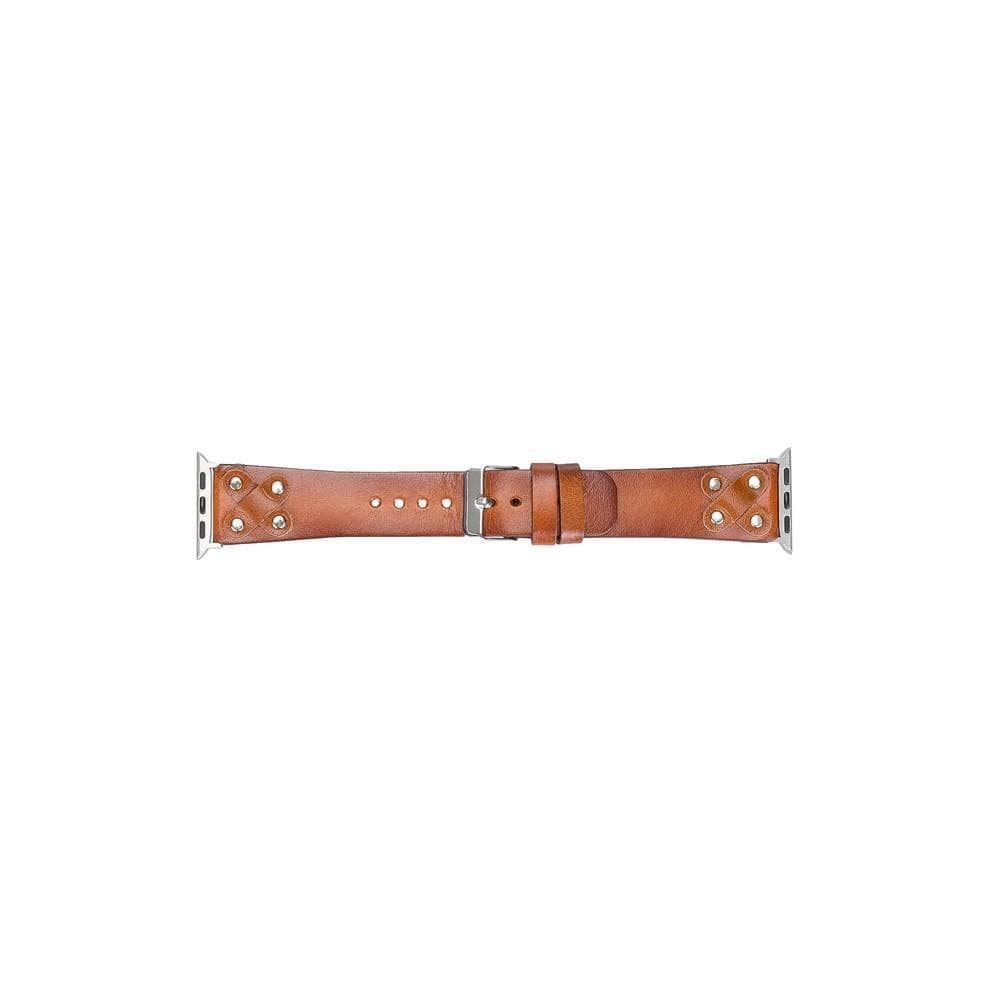 Cross Leather Apple Watch Band with Silver Trok - TORONATA - color_
