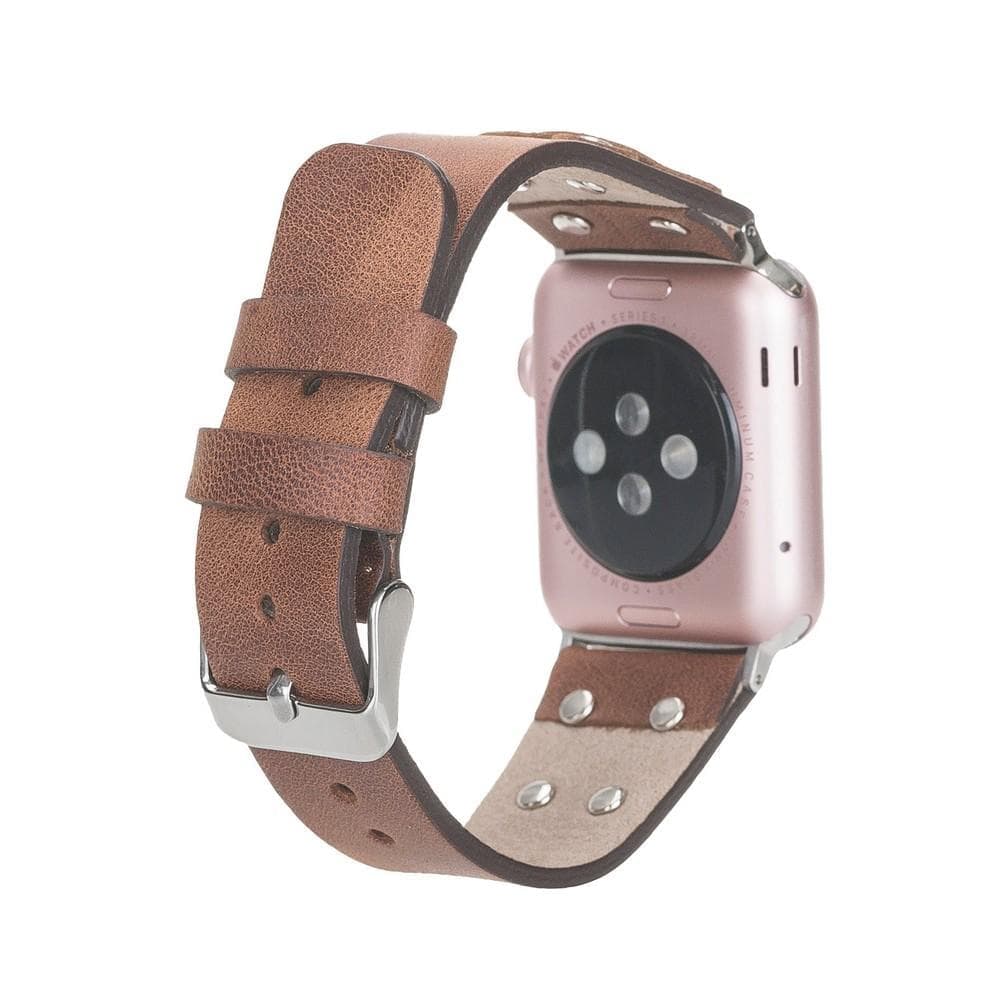 Cross Leather Apple Watch Band with Silver Trok - TORONATA - color_