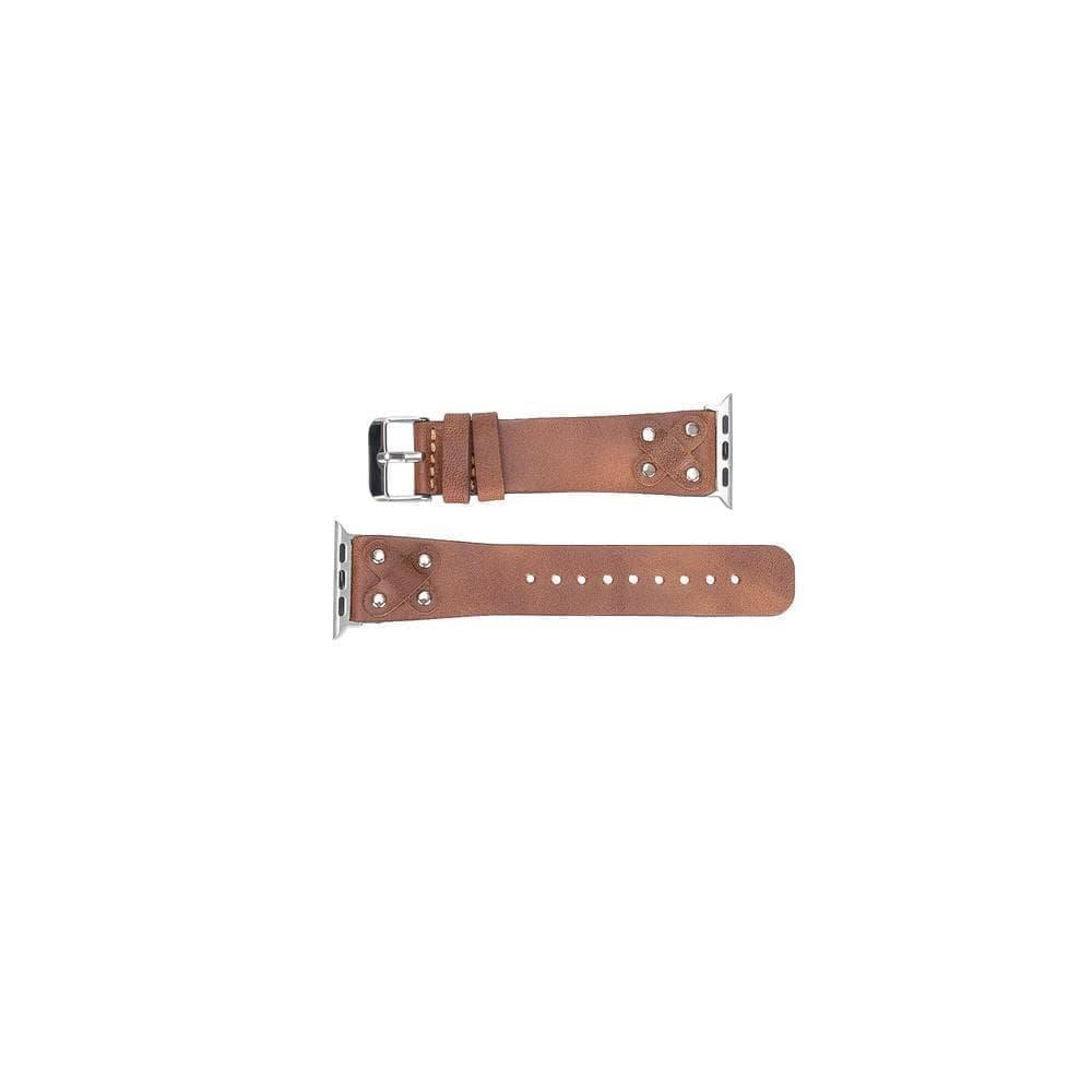 Cross Leather Apple Watch Band with Silver Trok - TORONATA - color_