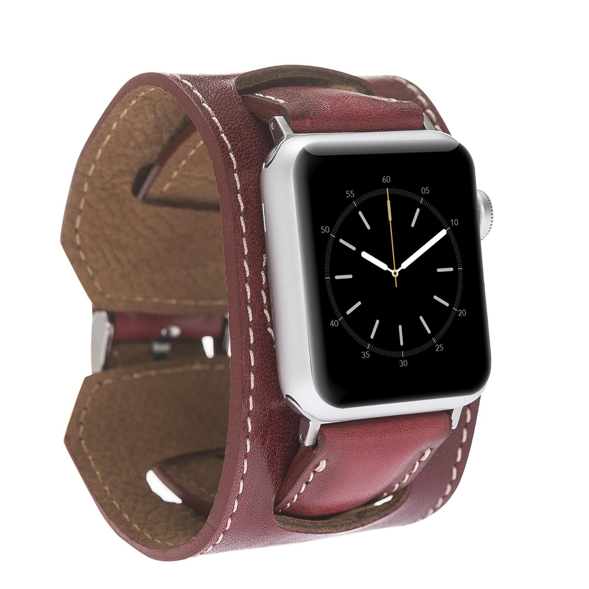 Cuff Leather Apple Watch Band - TORONATA - color_ Red