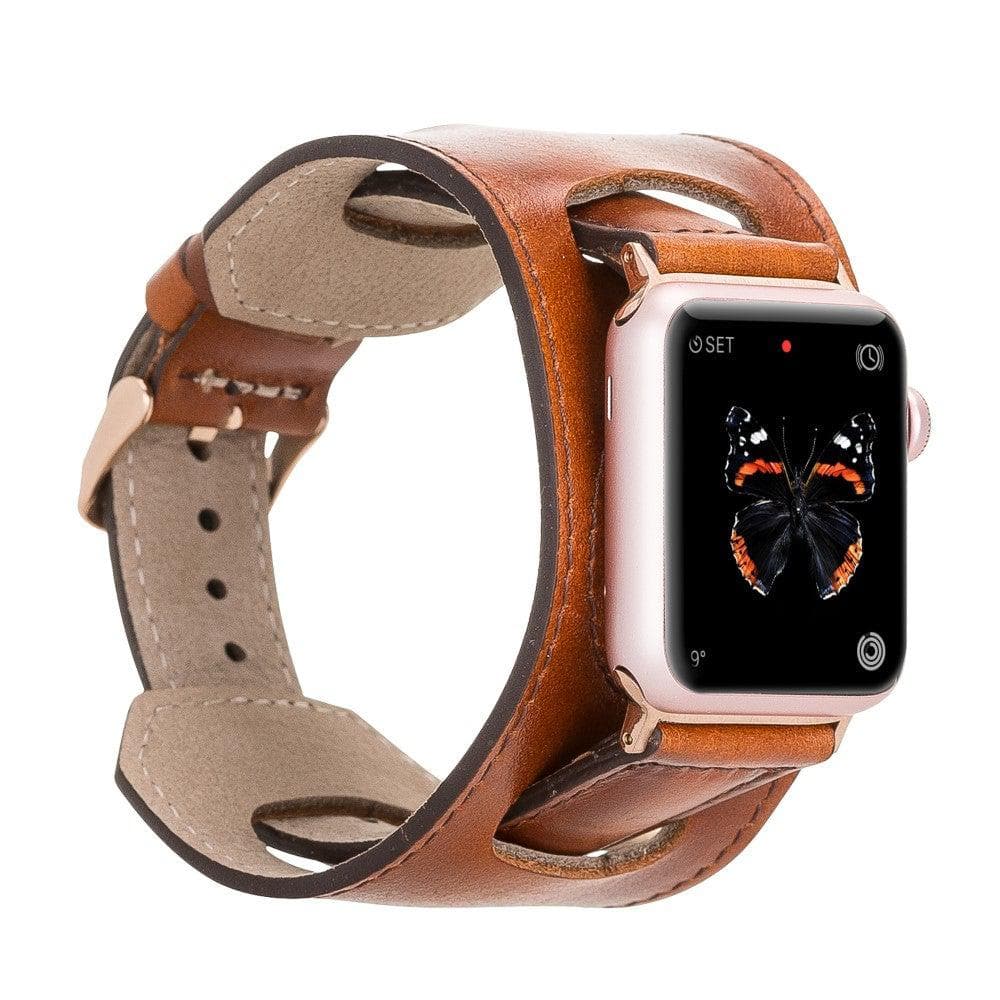 Cuff Leather Apple Watch Band - TORONATA - color_ Tan