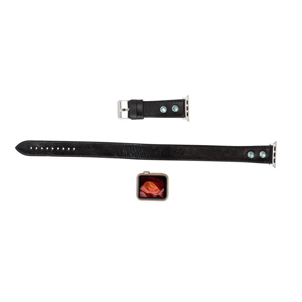 Solitare Diamond Style Double Tour Genuine Leather Apple Watch Band - TORONATA - color_